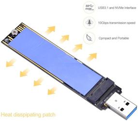 img 2 attached to Адаптер M.2 NVMe USB 3.1 - высокопроизводительное устройство считывания карт 10 Гбит/с USB 3.1 Gen 2 с чипом M-Key M.2 NVMe для USB, совместимое с SSD Samsung 950/960/970 Evo/Pro и другими типами M.2 SSD, подключаемыми через PCI-E.