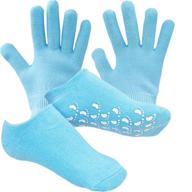 🧦 moisturizing gloves socks set: soothe, repair, and soften dry skin, cracked heels and dead skin - blue logo