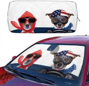 img 4 attached to 🚗 Cute Cartoon Car Sun Shade: Foldable Front Window Sunshade to Protect Sedans, SUVs, Trucks, and Pickups from UV Heat