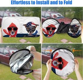img 1 attached to 🚗 Cute Cartoon Car Sun Shade: Foldable Front Window Sunshade to Protect Sedans, SUVs, Trucks, and Pickups from UV Heat