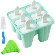 🍦 helistar 6-piece silicone ice pop molds with funnel and cleaning brush - bpa free, reusable, easy release popsicle maker (green) logo