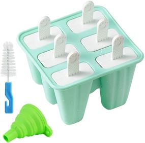 img 4 attached to 🍦 Helistar 6-Piece Silicone Ice Pop Molds with Funnel and Cleaning Brush - BPA Free, Reusable, Easy Release Popsicle Maker (Green)