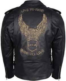 img 4 attached to Premium Men's Eagle Embossed Live To Ride - Ride To 🦅 Live Classic Black Leather Motorcycle Biker Jacket: Ultimate Style and Security In One