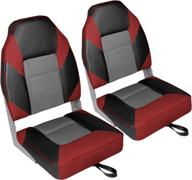 🪑 leader accessories deluxe high back folding fishing boat seats - set of 2 (red/charcoal/black) логотип