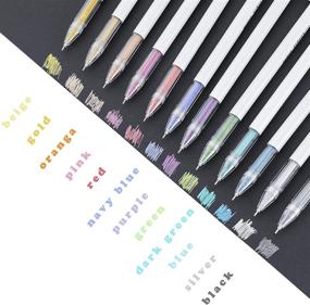 img 1 attached to 🖊️ 12-Pack Assorted Color Metallic Gel Pens for Adult Coloring Books, Drawing, Scrapbooking, and Card Making - Fine Point Metallic Liquid Gel Pen