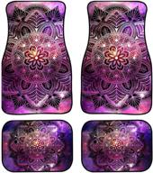 🌸 clohomin purple pink lotus car floor mat - rubber backed all-weather fit, colorful galaxy abstract mandala boho flower - heavy duty carpets for truck sedan, van, suv, protector pad logo