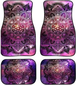 img 4 attached to 🌸 CLOHOMIN Purple Pink Lotus Car Floor Mat - Rubber Backed All-Weather Fit, Colorful Galaxy Abstract Mandala Boho Flower - Heavy Duty Carpets for Truck Sedan, Van, SUV, Protector Pad