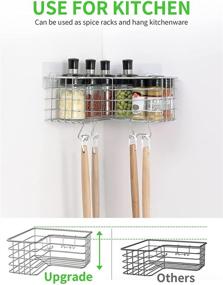 img 1 attached to SMARTAKE 2-Pack Corner Shower Caddy - Deep Basket Design, Adhesive Bath Shelf with Hooks - SUS304 Stainless Steel Storage Organizer for Bathroom, Toilet, Kitchen - 90 Degrees Right Angle Compatible - Silver