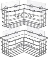 smartake 2-pack corner shower caddy - deep basket design, adhesive bath shelf with hooks - sus304 stainless steel storage organizer for bathroom, toilet, kitchen - 90 degrees right angle compatible - silver logo