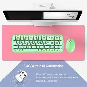 img 2 attached to 🎧 Lomiluskr Wireless Keyboard and Mouse Combo - 2.4G USB, Multi-Color Round Keycap, Cute Candy Colors - Compatible with Notebook, Desktop, Mac, Windows XP/7/8/10 (100 Keys, Green)