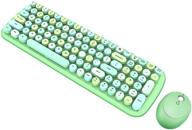 🎧 lomiluskr wireless keyboard and mouse combo - 2.4g usb, multi-color round keycap, cute candy colors - compatible with notebook, desktop, mac, windows xp/7/8/10 (100 keys, green) logo