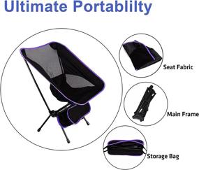 img 2 attached to 🪑 ORISCONCA-Ultralight Camping Folding Chair, Portable Beach Chair for Backpacking, Outdoor Folding Chairs for Hiking, Fishing, Picnic - Load Capacity 300 lbs with Tote Bag