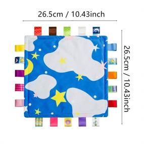 img 2 attached to 🌙 Super Soft Blue Moon Star Baby Security Blanket with Colorful Satin Tags – Nursery Blanket Sleep Helper and Appease Towel for Toddlers – Best Shower Gift