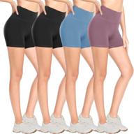 🩳 ultimate comfort and style: 4 pack of 5" high waisted biker shorts for women - perfect for summer yoga, running, and athletic activities! logo