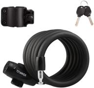 🔒 titanker bike cable lock with mounting bracket - coiled cable lock for secure bike locking, 1/2 inch diameter logo