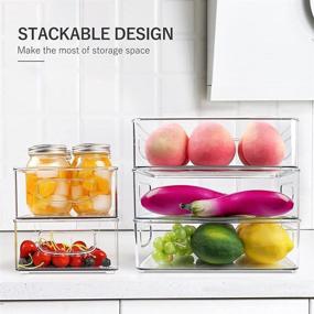 img 2 attached to 🥦 8-Piece Refrigerator Organizer Bins Set - 4 Large &amp; 4 Medium Plastic Storage Bins for Pantry, Cabinets, Shelves, Drawer, Freezer - Stackable Clear Containers, Food Safe, BPA Free