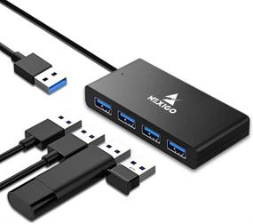 img 4 attached to 2021 NexiGo USB 4 Port Ultra Slim 3.0 Hub - Multiport Extension, Ideal for iMac Pro, MacBook Air, Mac Mini/Pro, Surface Pro, Notebook PC, Laptop, USB Flash Drives, Mobile and More
