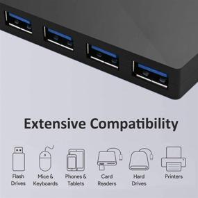 img 2 attached to 2021 NexiGo USB 4 Port Ultra Slim 3.0 Hub - Multiport Extension, Ideal for iMac Pro, MacBook Air, Mac Mini/Pro, Surface Pro, Notebook PC, Laptop, USB Flash Drives, Mobile and More