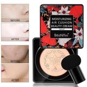 img 2 attached to Mushroom Head Foundation Air Cushion CC Cream BB Cream: Moisturizing 🍄 Concealer with Bright Makeup Base, Long-lasting Formula, and Bonus Mushroom Makeup Sponge