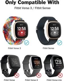 img 2 attached to Премиум [2 упаковки] Плетеные нейлоновые браслеты Minyee для Fitbit Versa 3 / Sense - регулируемые и мягкие эластичные браслеты для женщин и мужчин