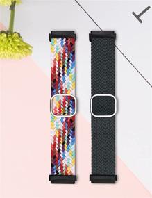 img 1 attached to Премиум [2 упаковки] Плетеные нейлоновые браслеты Minyee для Fitbit Versa 3 / Sense - регулируемые и мягкие эластичные браслеты для женщин и мужчин