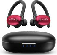 🎧 losei wireless headphones, bluetooth 5.0 sports true wireless earbuds with touch control, bass stereo sound, tws earhooks, charging case & mic for running, working out, gym logo