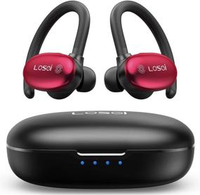 img 4 attached to 🎧 Losei Wireless Headphones, Bluetooth 5.0 Sports True Wireless Earbuds with Touch Control, Bass Stereo Sound, TWS Earhooks, Charging Case & Mic for Running, Working Out, Gym