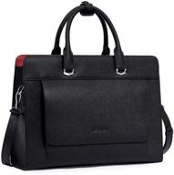 👜 stylish bostanten laptop bag for women 15.6 inch: leather briefcase, slim messenger, shoulder tote handbag in black logo