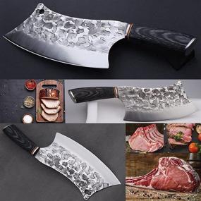 img 1 attached to 🔪 Мясорубочный нож BLADESMITH: кованый мясорубочный нож с остроконечным изогнутым клинком, высокой твердостью немецкой стали, рукояткой из PakaWood - 8-дюймовый мясницкий нож