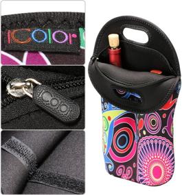 img 3 attached to 🍾 iColor Insulated Wine Bag Tote Holder Covers: Thick Neoprene, Zipper Closure, Machine-Washable for Champagne, Wine, Beer Bottles, and More!