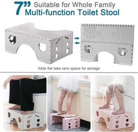 img 2 attached to 🚽 CHEAGO Foldable Toilet Stool - 7-Inch Healthy Squatting Posture Poop Stool with Anti-Slip Feet, Portable Travel Foot Stool for Toilet - Unique Folding Design, Compact & Wide Footrest (Cloud Grey)