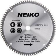 🪚 neiko 10768a 12-inch carbide saw blade - 80 tooth, 1-inch arbor, 5,000 rpm - ideal for compound miter saws, home building, construction, woodworking applications logo