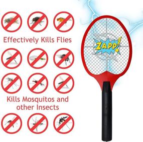 img 1 attached to 🪰 Koramzi Bug Zapper Racket Fly Swatter Mosquito Killer - Fast & Effective Indoor and Outdoor Pest Control F2 (Red)