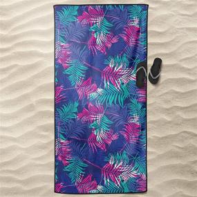 img 2 attached to Hightide Premium Sand Free Towel for Beach, Swimming, and Travel - Choose from 16 Microfiber Towel Designs Including Maui Palms