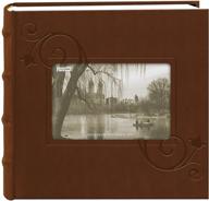 📸 pioneer brown embossed floral frame leatherette photo album, 4x6 inches logo