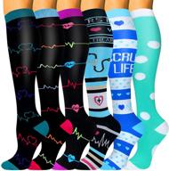 🧦 hltpro compression socks for women & men - 6 pairs 20-30 mmhg compression stockings: perfect for medical, nursing, and running needs logo