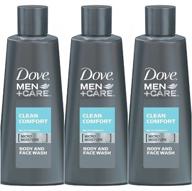 🚿 dove men + care clean comfort micro moisture mild body and face wash удобный размер для путешествий - 3 унции (набор из 3 шт.): практичность для гигиены в дороге. логотип