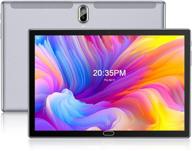 📱 10.1 inch android 10.0 tablet: 4g phone function, 4g ram, 64gb storage, dual sim, 13mp camera, wifi, bluetooth, gps, octa core, hd touchscreen, 4g phone call support (gray) logo