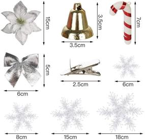 img 1 attached to 🎄 120pcs Silver Christmas Tree Ornaments Set: Glitter Poinsettia Flowers, Mini Christmas Bows, and Hanging Bells - Ideal for Xmas Wreaths Decorations