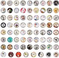 🕒 ph pandahall 70 styles 25mm clock mosaic glass cabochons for jewelry making: half round dome tiles with printed picture, clock series logo