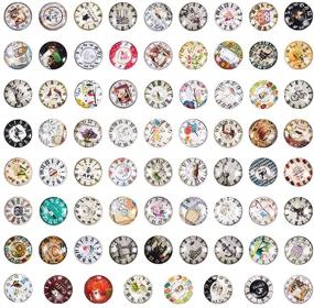 img 4 attached to 🕒 PH PandaHall 70 Styles 25mm Clock Mosaic Glass Cabochons for Jewelry Making: Half Round Dome Tiles with Printed Picture, Clock Series