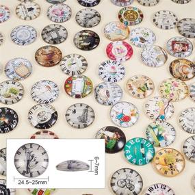 img 3 attached to 🕒 PH PandaHall 70 Styles 25mm Clock Mosaic Glass Cabochons for Jewelry Making: Half Round Dome Tiles with Printed Picture, Clock Series