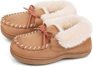 👧 merrimac kids memory foam moccasin slippers for boys and girls with cozy sherpa lining logo