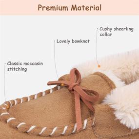 img 2 attached to 👧 MERRIMAC Kids Memory Foam Moccasin Slippers for Boys and Girls with Cozy Sherpa Lining