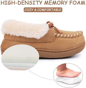 img 1 attached to 👧 MERRIMAC Kids Memory Foam Moccasin Slippers for Boys and Girls with Cozy Sherpa Lining