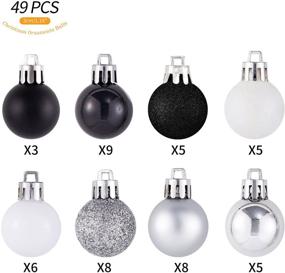 img 2 attached to 🎄 Stunning Entrope 49Pcs Christmas Ball Ornaments Set for Xmas Tree - Shatterproof Plastic Mini Hanging Decorations in Black, Silver & White