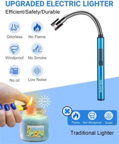 img 3 attached to 🔥 Electric Plasma Arc Lighter - Windproof & Flameless USB Rechargeable Candle Lighter with Flexible Gooseneck - Sapphire Blue