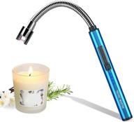 🔥 electric plasma arc lighter - windproof & flameless usb rechargeable candle lighter with flexible gooseneck - sapphire blue logo
