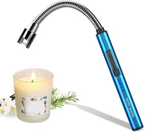 img 4 attached to 🔥 Electric Plasma Arc Lighter - Windproof & Flameless USB Rechargeable Candle Lighter with Flexible Gooseneck - Sapphire Blue