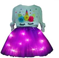 🌈 shinyou girls tulle rainbow tutu skirt: light up christmas dress for birthday outfits (3-4 years) logo